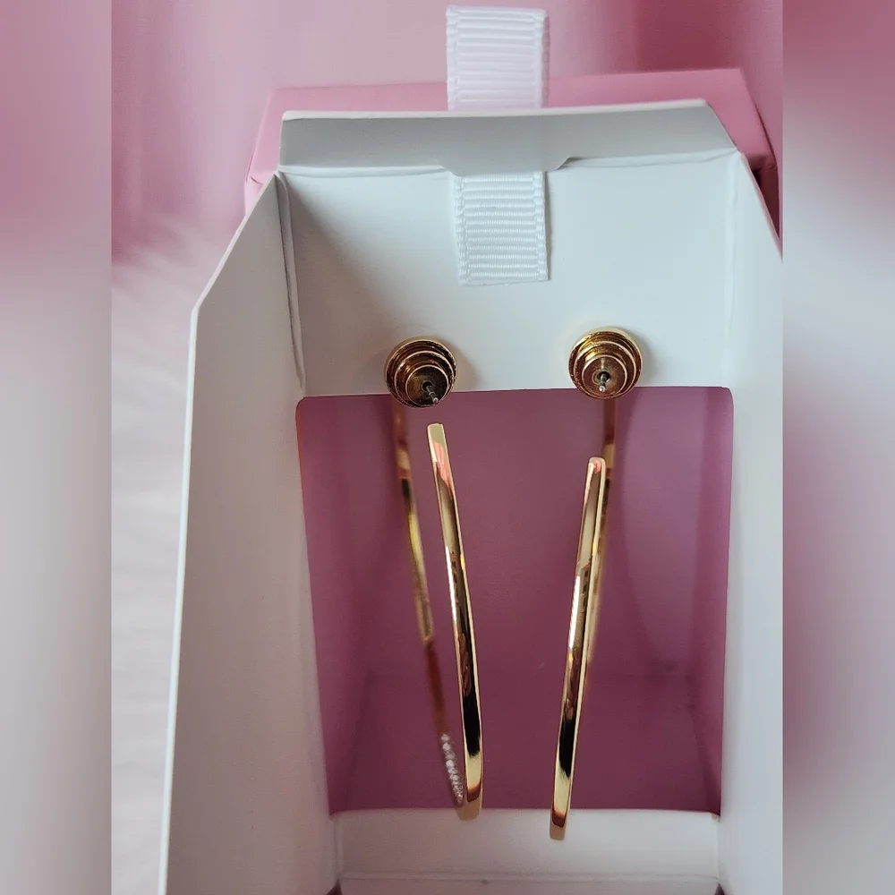 Piper K Pink and Gold Ombre Hoop Earrings